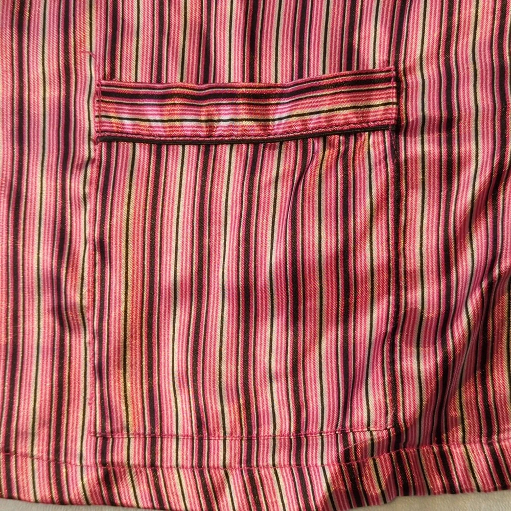 Ambrielle Satin long sleeve striped pajama set, pink, black, silver (M) - Picture 7 of 7